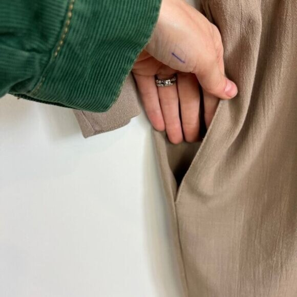 Handmade Womens Large Taupe Grey Long Sleeve Embellished Jewel Neckline Jumpsuit - Picture 4 of 11